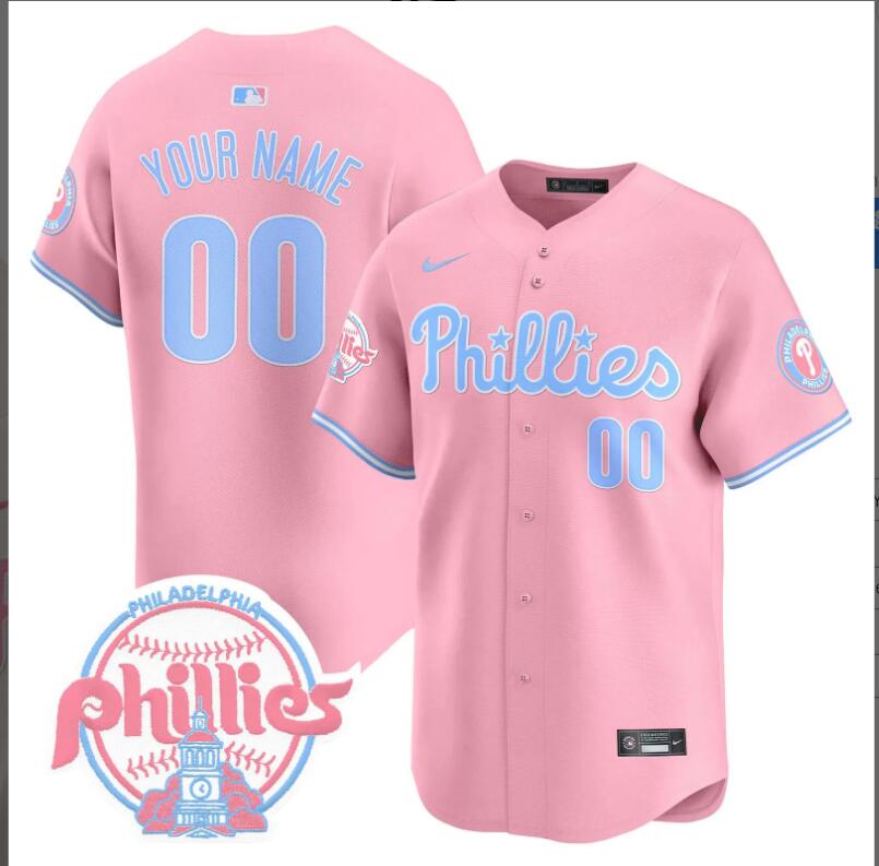 Men Philadelphia Phillies Pink Vapor Premier Limited Custom MLB Jersey